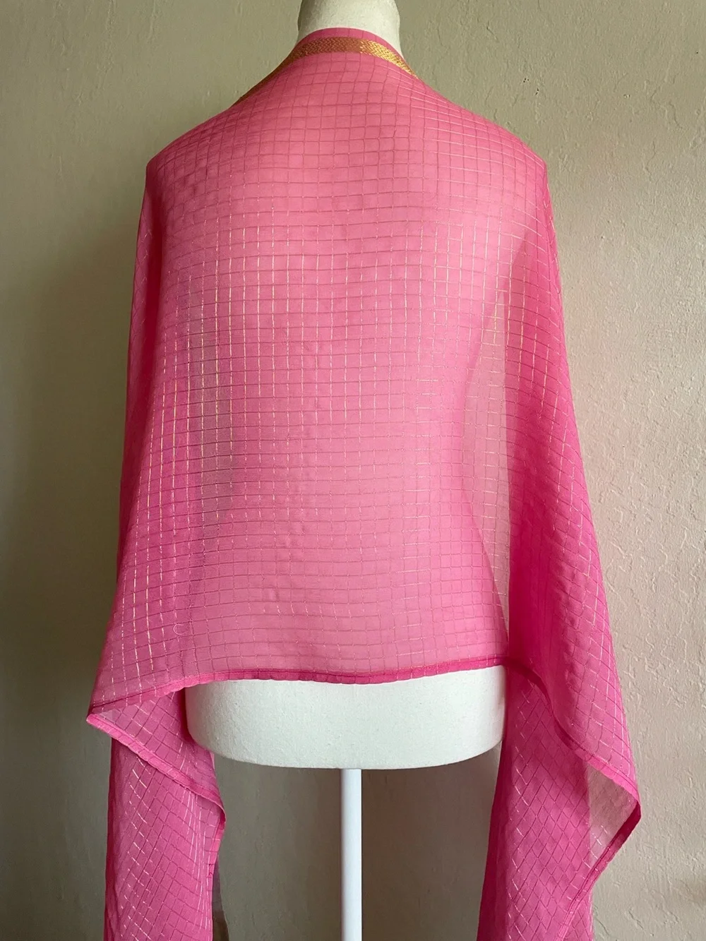 Pink and gold silk wrap